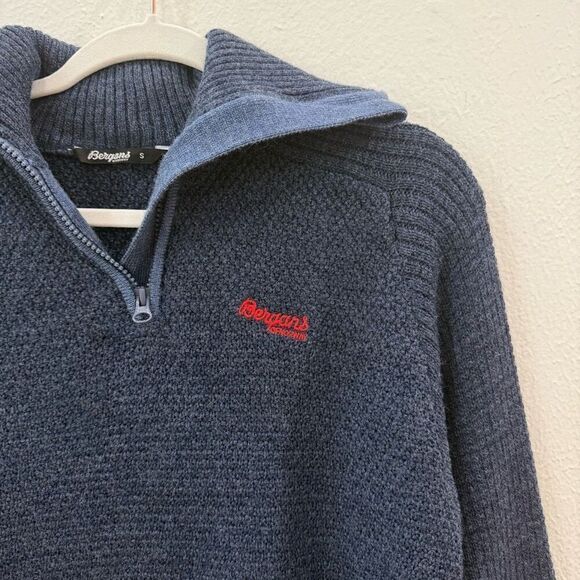 Bergman's of Norway Men's Size Small Heather Navy Blue Ulriken Sweater Jumper - Picture 4 of 14